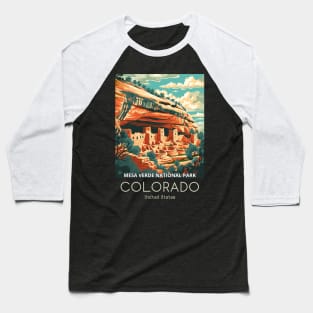 A Vintage Travel Illustration of Mesa Verde National Park - Colorado - US Baseball T-Shirt